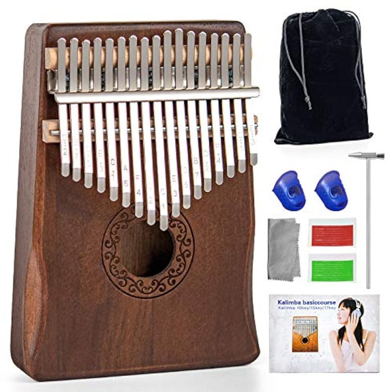 Ucuber Kalimba Thumb Piano 17 Keys, Solid Wood Thumb Piano for Beginners Adults, Portable Finger Piano with Instruction - Ideal Musical Gift for Relaxation - Image 1